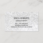 Hot Pink Lips Moderne Silver Sequins Makeup Artist Visitekaartje (Achterkant)