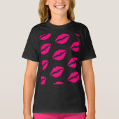 Hot Pink Lips Pattern Graphic T-Shirt (Voorkant)