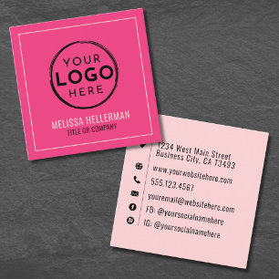 Hot Pink Logo Professioneel Minimalistisch Vierkante Visitekaartje