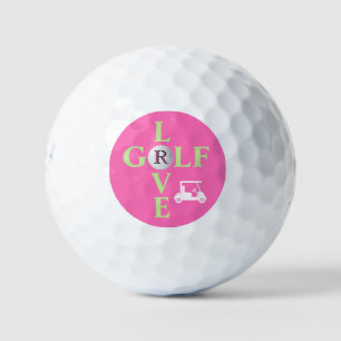 Hot Pink Love Golf Monogram Golf Ball Golfballen
