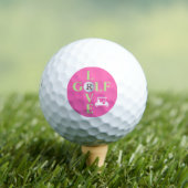 Hot Pink Love Golf Monogram Golf Ball Golfballen (Insitu Shirt)