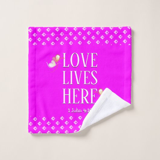 Hot Pink | LOVE LIVES ICI | Personnalisable (Gant de toilette)