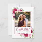 Hot Pink Magenta & Blush Boho Rozen Fotobruiloft Save The Date (Voorkant)