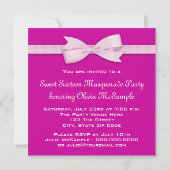 Hot Pink Masquerade Party Kaart (Achterkant)