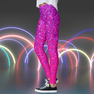 Hot Pink met Paarse sproeten Print Leggings