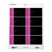 Hot Pink Metal Glitter Zwart Label Gift Sticker (Full Sheet)