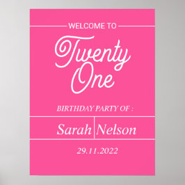 Hot Pink Modern 21e Poster van de Birthday Party