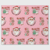Hot Pink Modern Groovy kerst Cadeaupapier (Vlak)