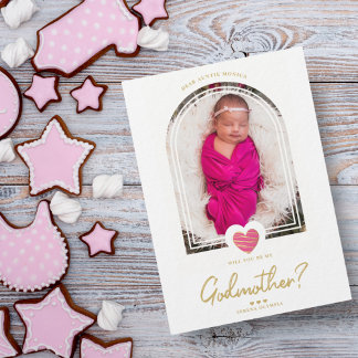 Hot Pink Modern Heart Golden Fake Effect Godmoeder