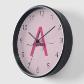 Hot Pink Modern Script Girly Monogram Naam (Hoek)