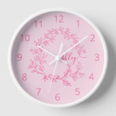 Hot Pink Modern Script Girly Monogram Naam (Voorkant)