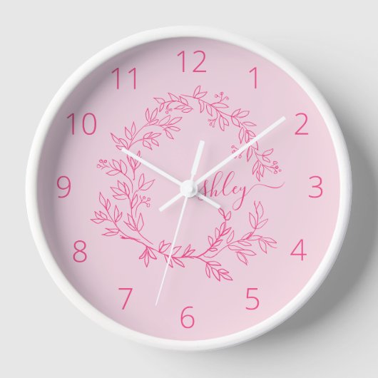 Hot Pink Modern Script Girly Monogram Naam (Voorkant)