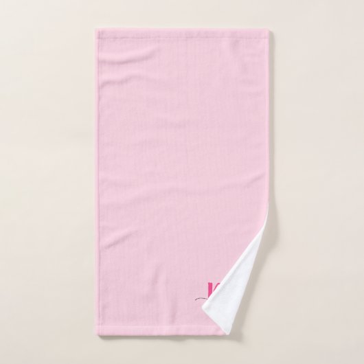 Hot Pink Modern Script Girly Monogram Naam Bad Handdoek (Handdoek)