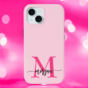 Hot Pink Modern Script Girly Monogram Naam