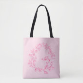 Hot Pink Modern Script Girly Monogram Naam Draagtas (Voorkant)