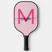 Hot Pink Modern Script Girly Monogram Naam Pickleball Paddle (Voorkant)