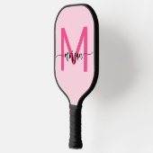Hot Pink Modern Script Girly Monogram Naam Pickleball Paddle (Links)