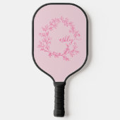Hot Pink Modern Script Girly Monogram Naam Pickleball Paddle (Achterkant)
