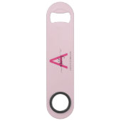 Hot Pink Modern Script Girly Monogram Naam Speed Flessenopener (Achterkant)