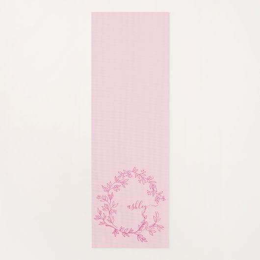 Hot Pink Modern Script Girly Monogram Naam Yogamat (Voorkant)