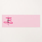 Hot Pink Modern Script Girly Monogram Naam Yogamat (Voorkant (horizontaal))