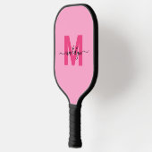 Hot Pink Modern Script Naam Girly Monogram Pickleball Paddle (Links)