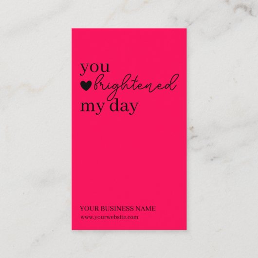 Hot Pink Modern Script QR-code, bedankt Visitekaartje (Voorkant)