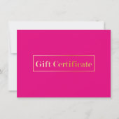 Hot Pink Modern Spa Beauty Salon Gift Certificate (Voorkant)