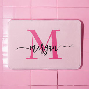 Hot Pink Monogram Dorm Room voor meisjes Badmat