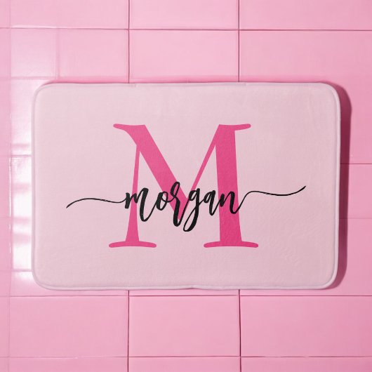 Hot Pink Monogram Dorm Room voor meisjes Badmat