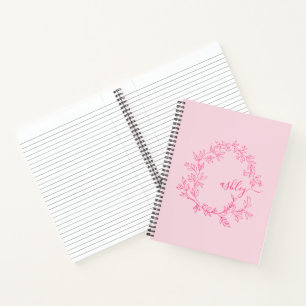 Hot Pink Monogram Meisje Terug naar school Notitieboek