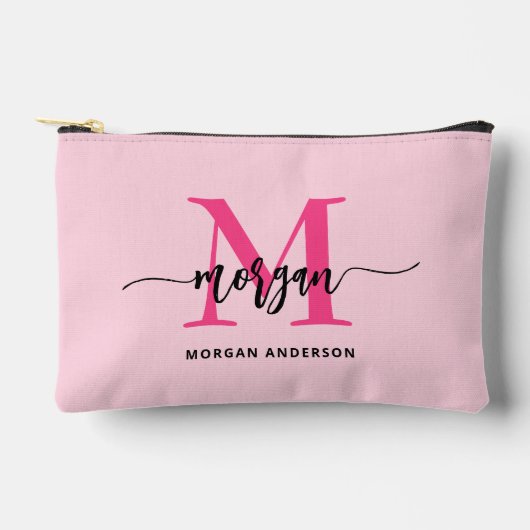 Hot Pink Monogram Naam Meisje Script Etui (Voorkant)