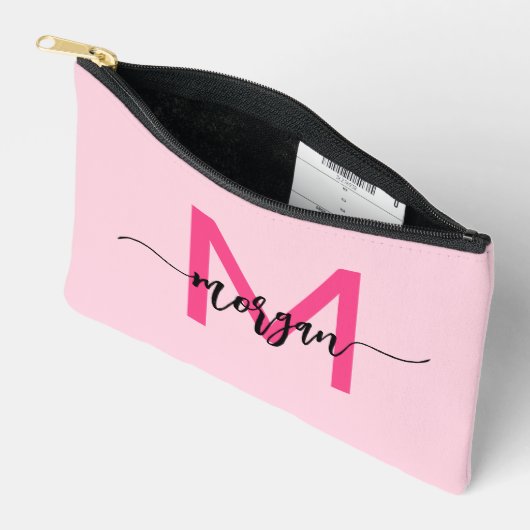 Hot Pink Monogram Naam Meisje Script Etui (Open)