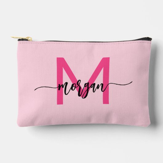 Hot Pink Monogram Naam Meisje Script Etui (Voorkant)