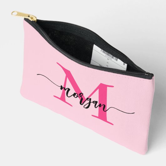 Hot Pink Monogram Naam Meisje Script Etui (Open)