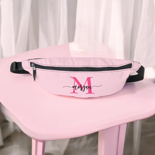 Hot Pink Monogram Naam Meisje Script Heuptasje