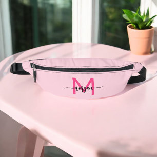 Hot Pink Monogram Naam Meisje Script Heuptasje