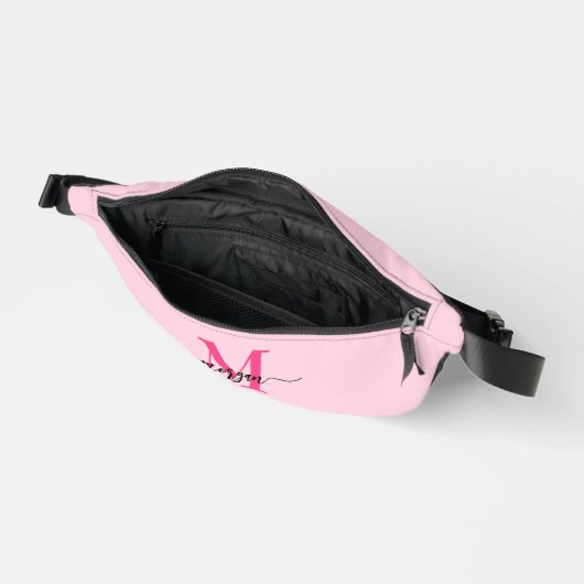 Hot Pink Monogram Naam Meisje Script Heuptasje (Open)