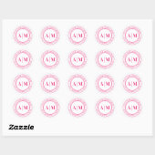 Hot Pink Monogram Return Address Ronde Sticker (Vel)