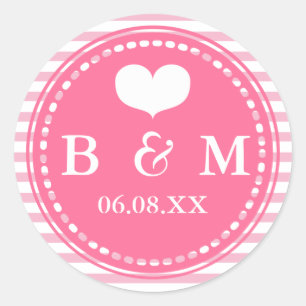 Hot Pink Monogram Weddenschap Envelop Seal Sticker