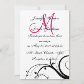 Hot Pink Monogram Weddenschap Terug Kaart (Achterkant)