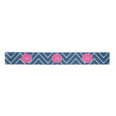 Hot Pink, Navy Blue Chevron | Uw monogram Lint (Voorkant)