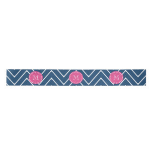 Hot Pink, Navy Blue Chevron   Uw monogram Lint