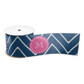 Hot Pink, Navy Blue Chevron | Uw monogram Lint (Spoel)