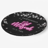 Hot Pink Neon-Theme Bat Mitswa Papieren Bordje (Gekanteld)