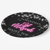 Hot Pink Neon-Theme Bat Mitswa Papieren Bordje (Gekanteld)