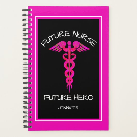 Hot Pink Nurse Medical Caduceus Personalized (Devant)