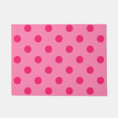 Hot Pink op Pink Polka Dots Patroonontwerp Deurmat (Voorkant)
