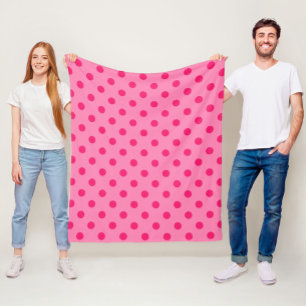 Hot Pink op Pink Polka Dots Patroonontwerp Fleece Deken