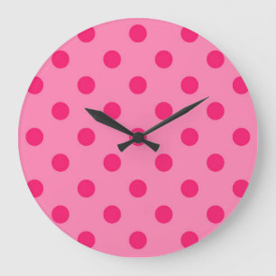 Hot Pink op Pink Polka Dots Patroonontwerp Grote Klok